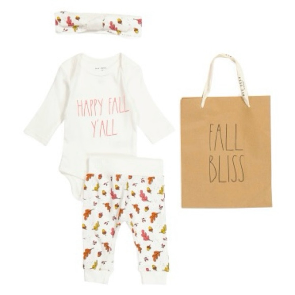 Rae Dunn Happy Fall Y’all girls outfit w gift bag